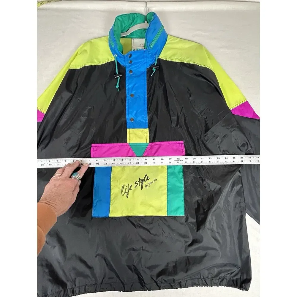 Vintage 80’s 90s Y2K NEON layered color block anorak JACKET 50in 2XL